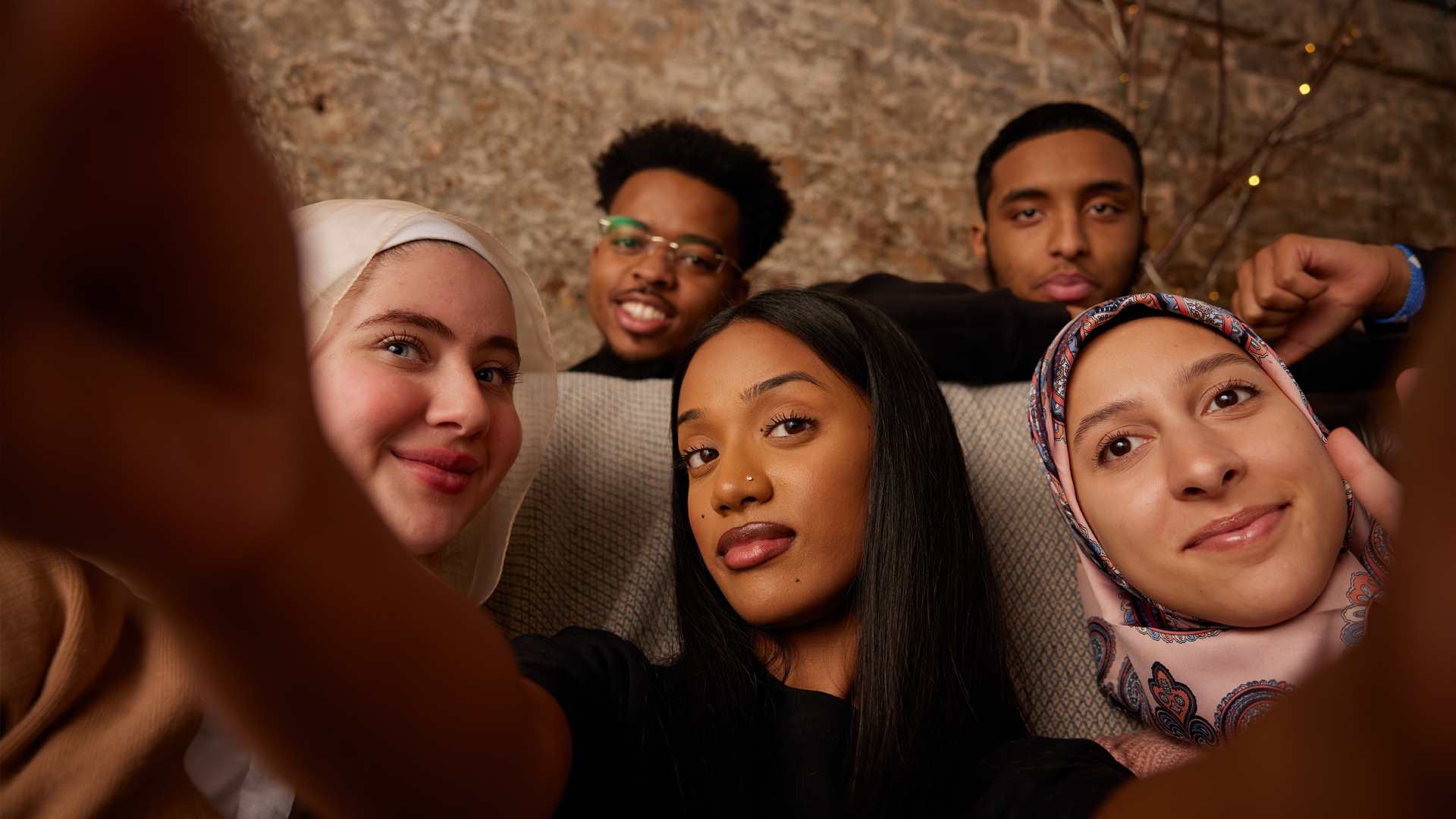 A selfie of a group of young people.