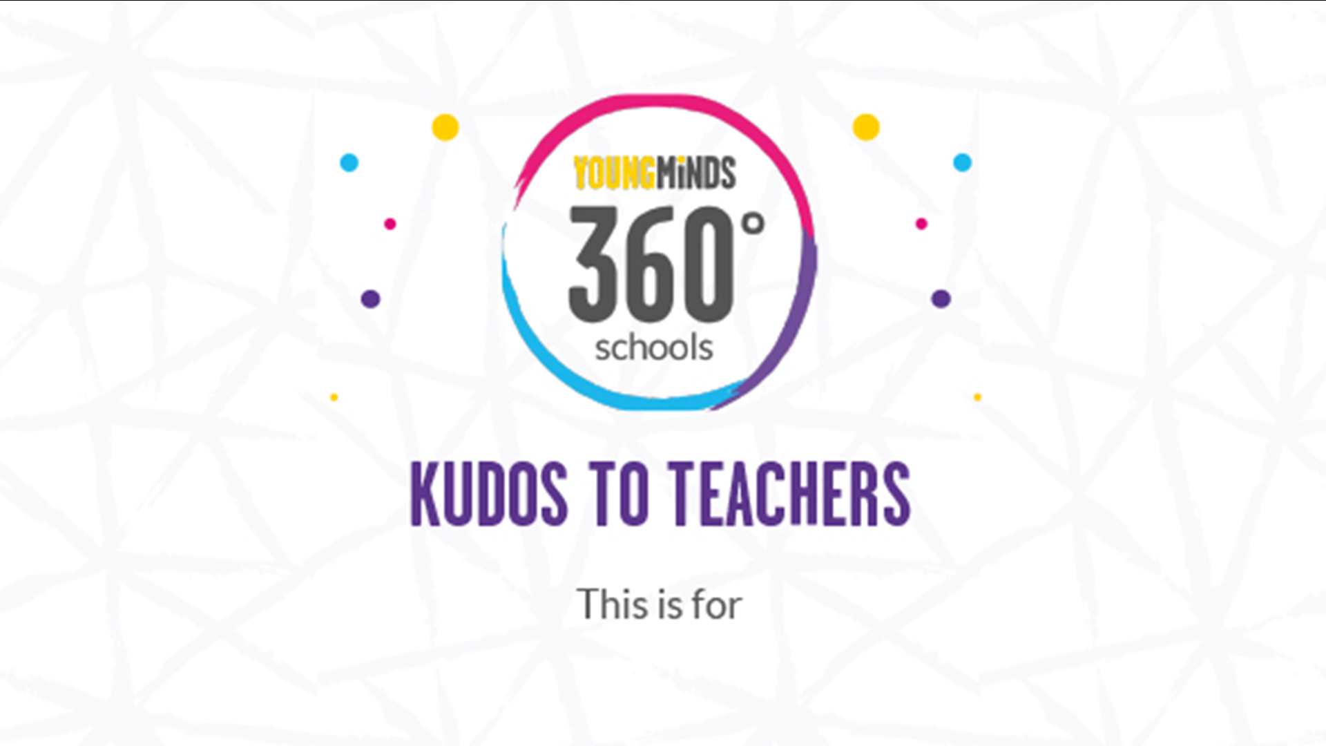 On a purple background is a white square with textured edged. In the white square is our 360 schools logo in the centre and the heading 'Kudos to Teachers', underneath that a quote reads 'Your support has been out of this world, nothing has been too much trouble, and we can't thank you enough.'
