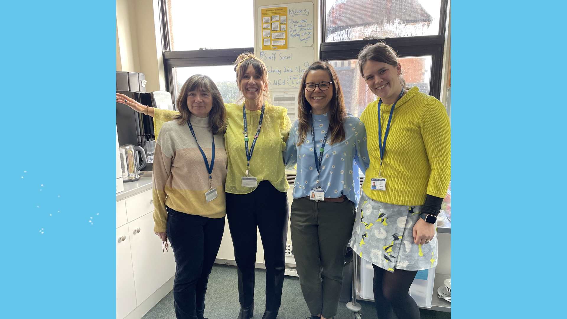 Staff at Duke of Kent School wearing yellow.