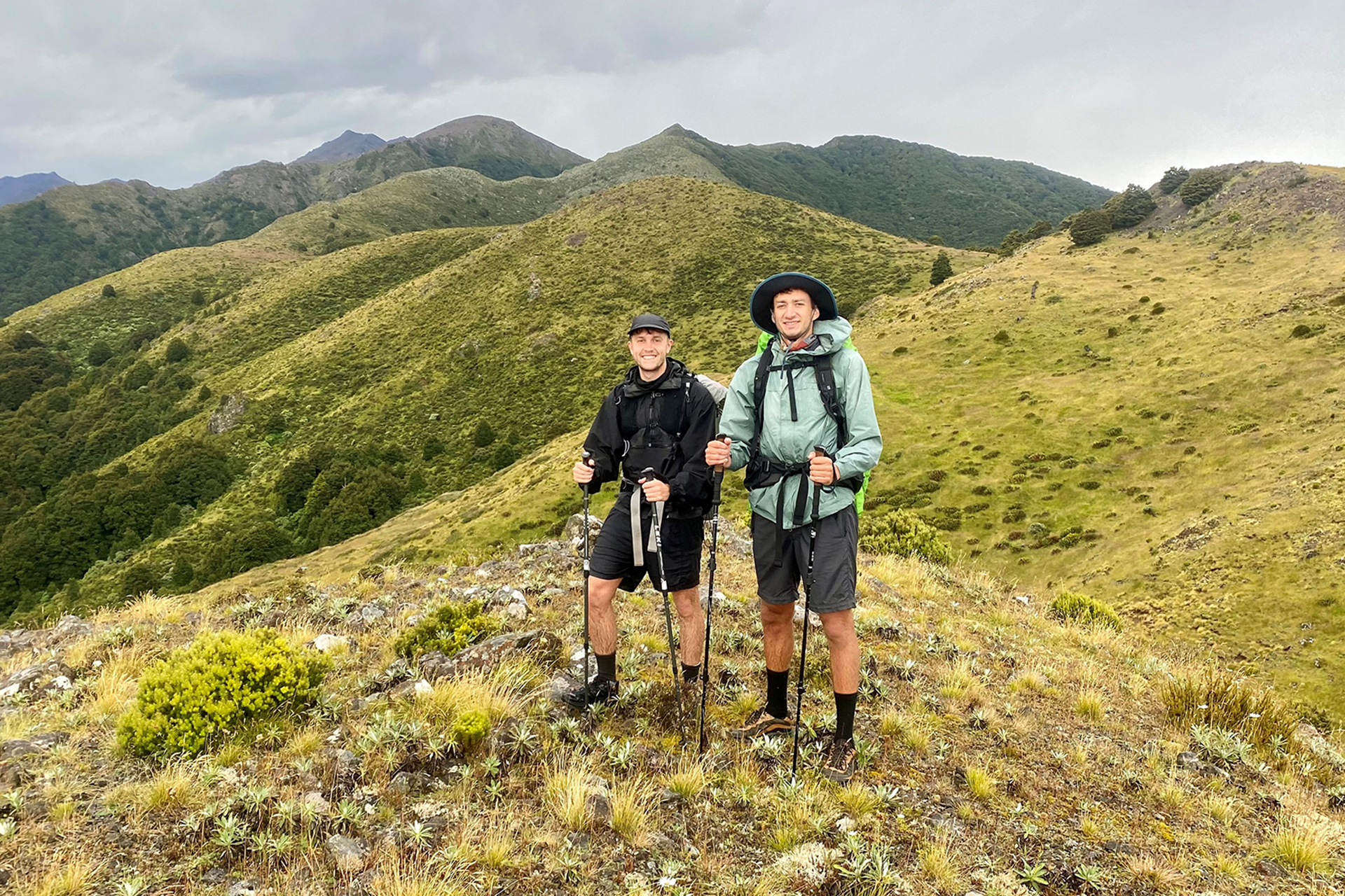 Cam and Charlie on their hike in New Zealand.