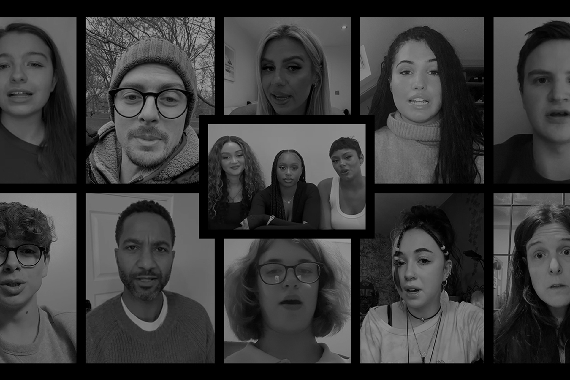 Celebrities and young people talking to the camera asking you to join them in adding your name to the open letter.