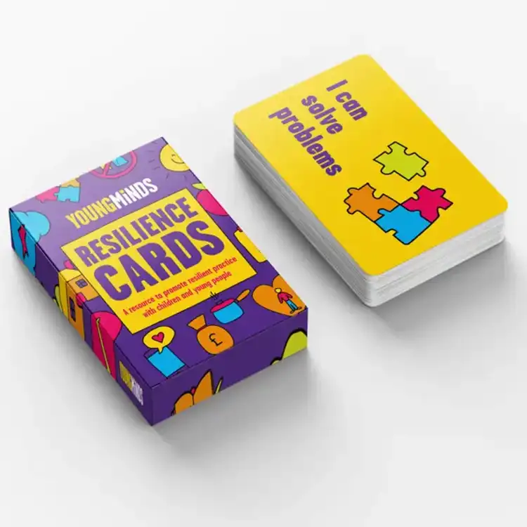 Box and stack of YoungMinds resilience cards primary pack - on sale.
