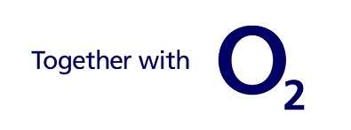 On white background, dark blue text reads: Together with. Next to the words is the O2 logo.
