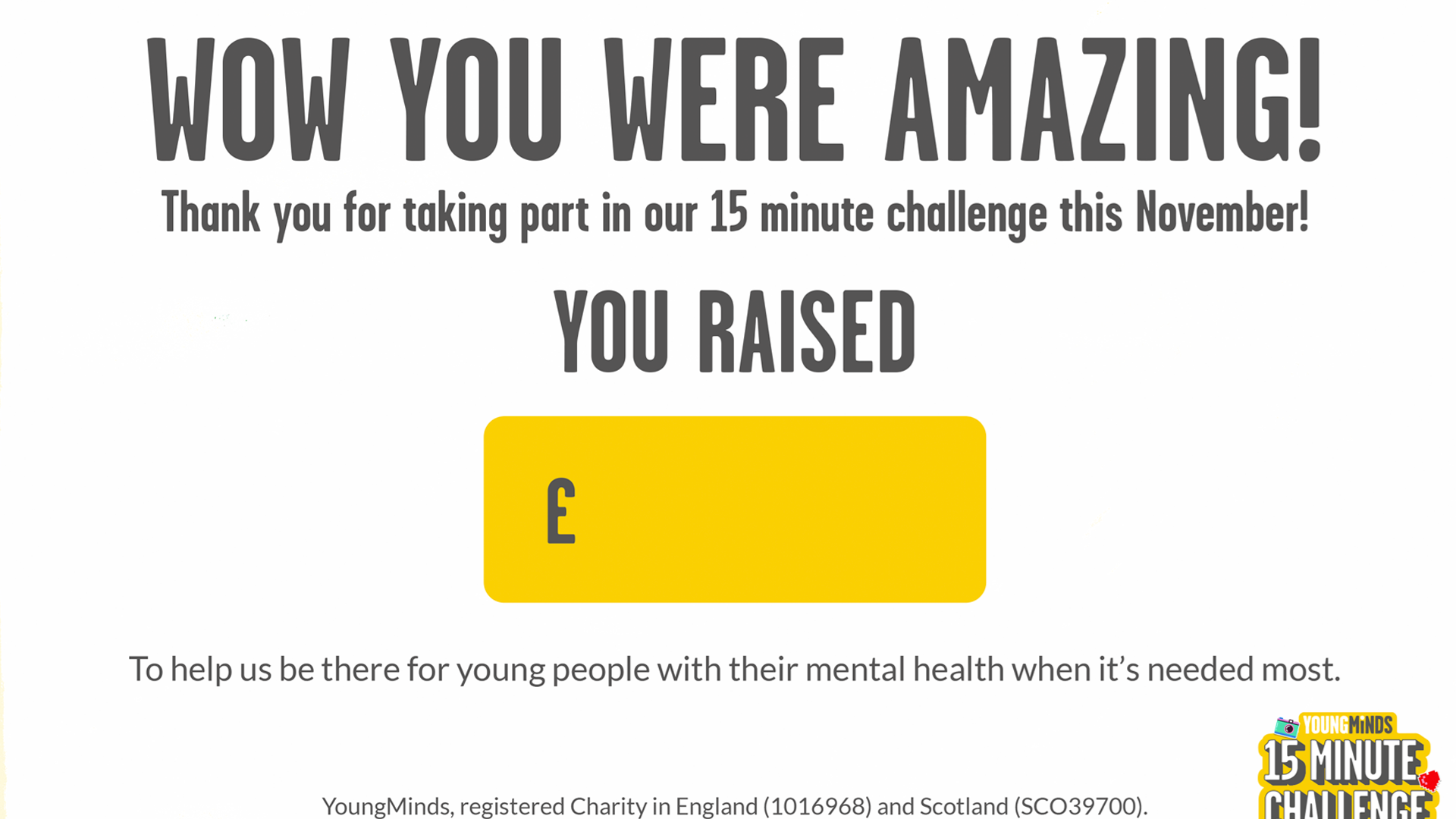 Wow, you were amazing! You raised blank pounds.