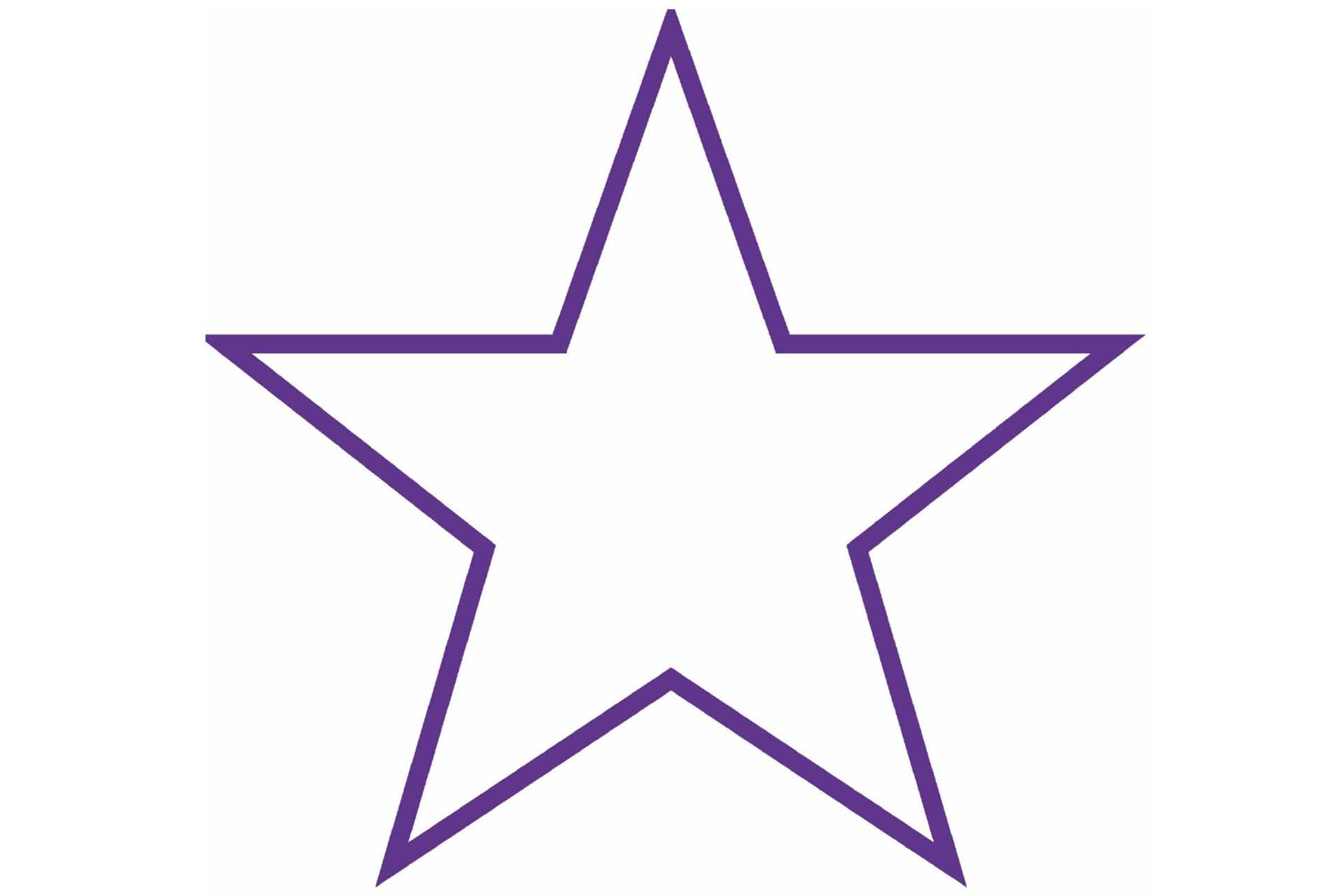 Image of a purple edged star on white background.