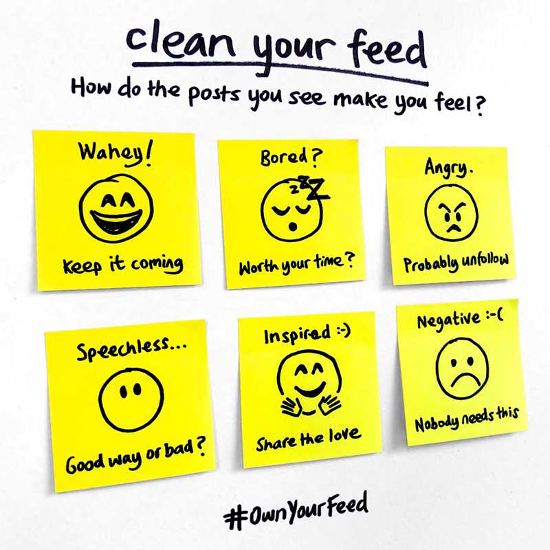 Emoji post it notes describing how your post might make you feel.