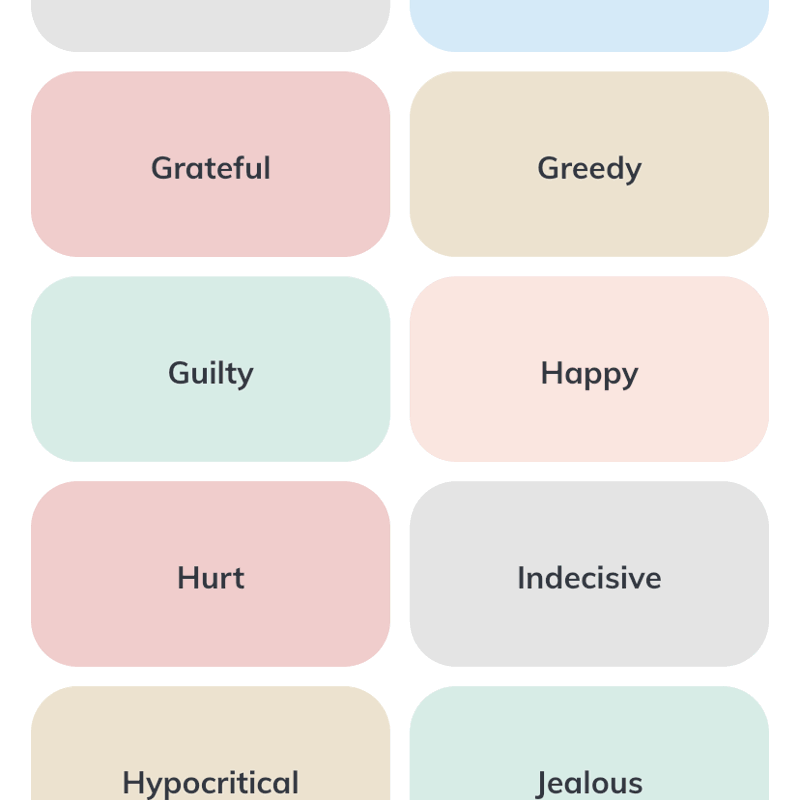 Screenshot of Dhikr & Dua app showing different emotions to choose from.