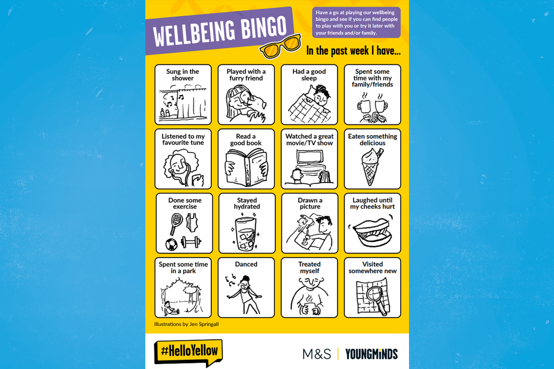 Preview of the resource: Wellbeing bingo.