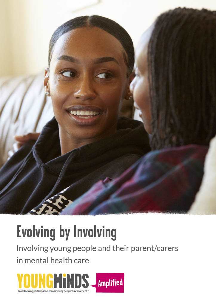 Front page cover of our resource 'Evolving by Involving'. The cover has an image of a mother and daughter looking at each other in conversation.