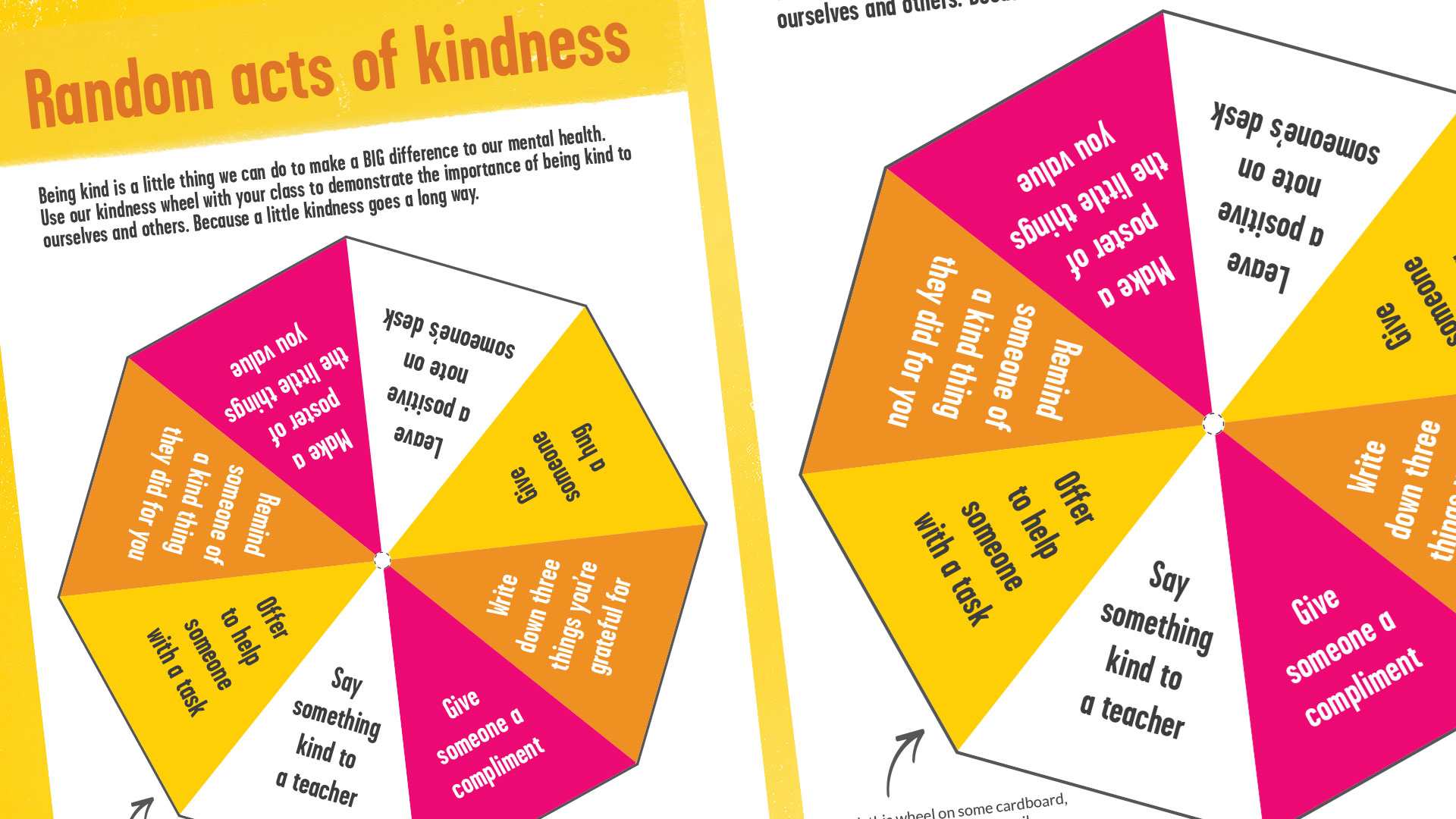 Screenshot of our 'kindness wheel' resource for secondary schools.