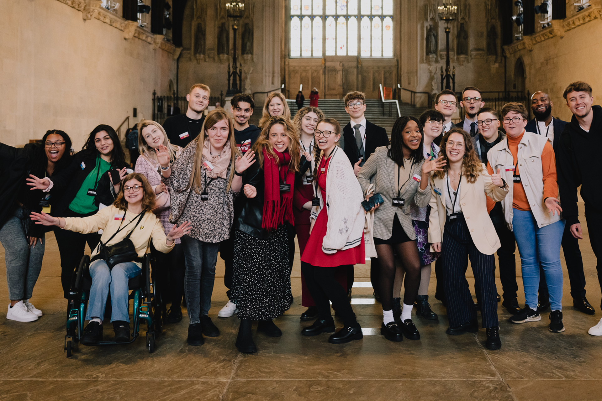 Our Activists standing together in a group in a hall in Parliament.