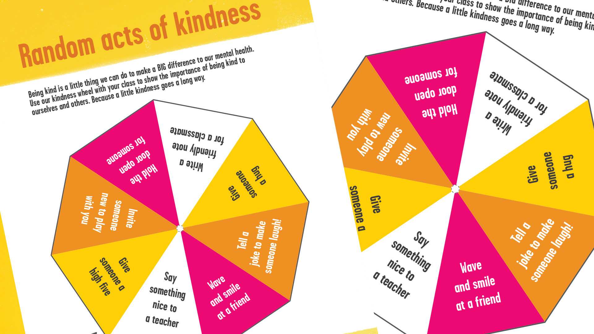 Screenshot of our 'kindness wheel' resource for primary schools.