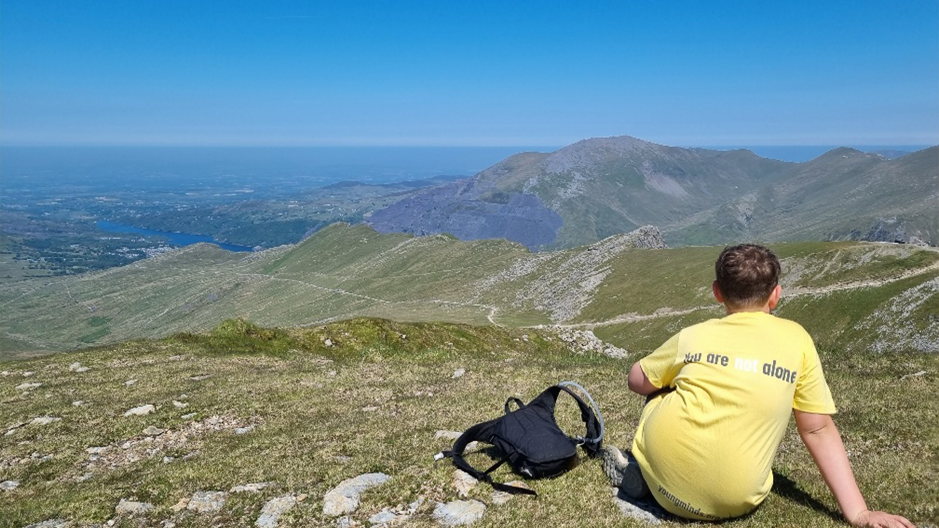 Flynn looking out over the Snowdon mountain range.