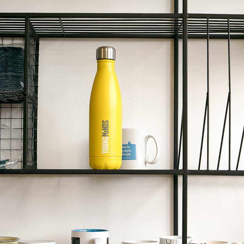 YoungMinds reusable bottle on shelves.