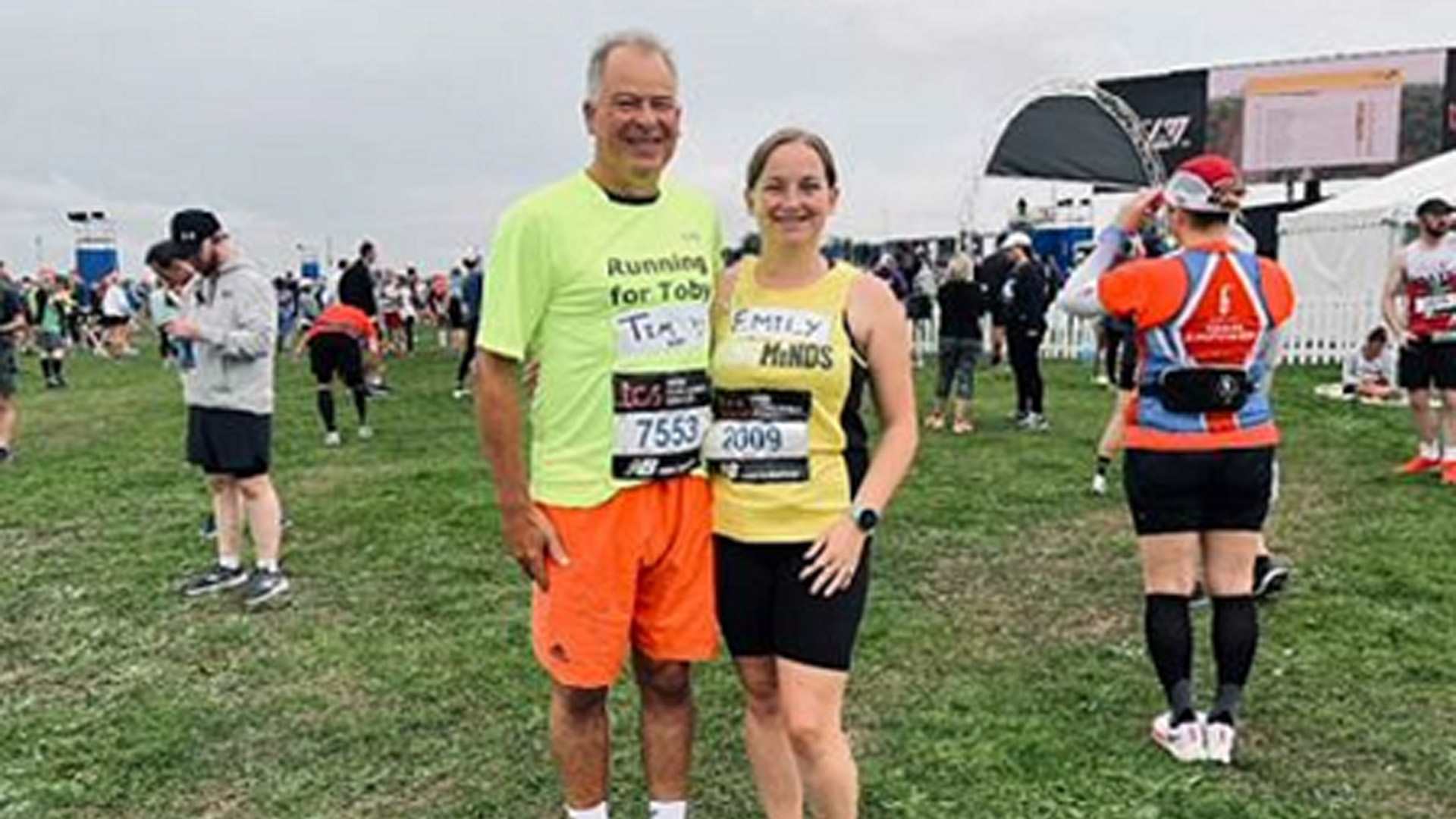 Fundraisers Tim and Emily Davies at a running event