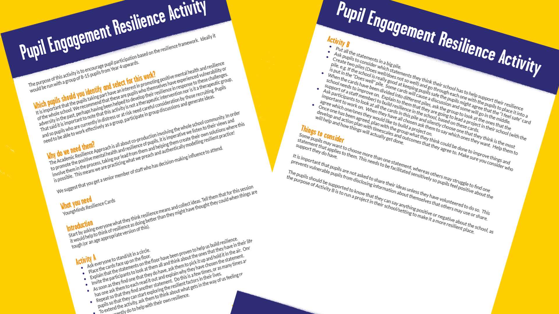 A screenshot of our pupil engagement resilience activity.